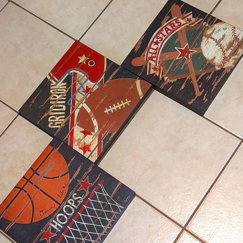 3--PIECE SPORTS CANVAS ART